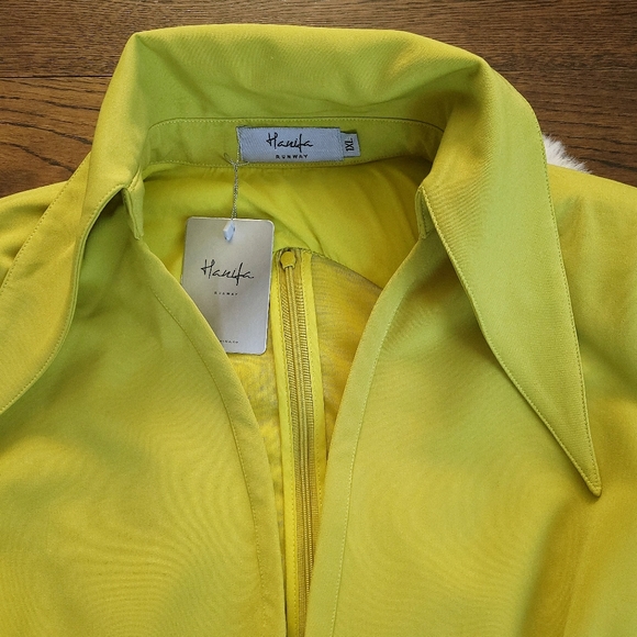 Hanifa Runway Ari Draped Chartreuse Avante Garde Dress - Picture 4 of 15